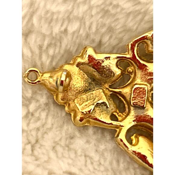 Vintage Brooch Filagree Pin Gold with Stones - Picture 4 of 5